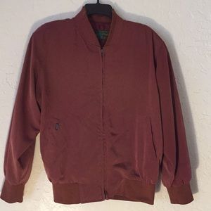 Vintage Maroon Silky Zipper Up Lightweight Jacket
